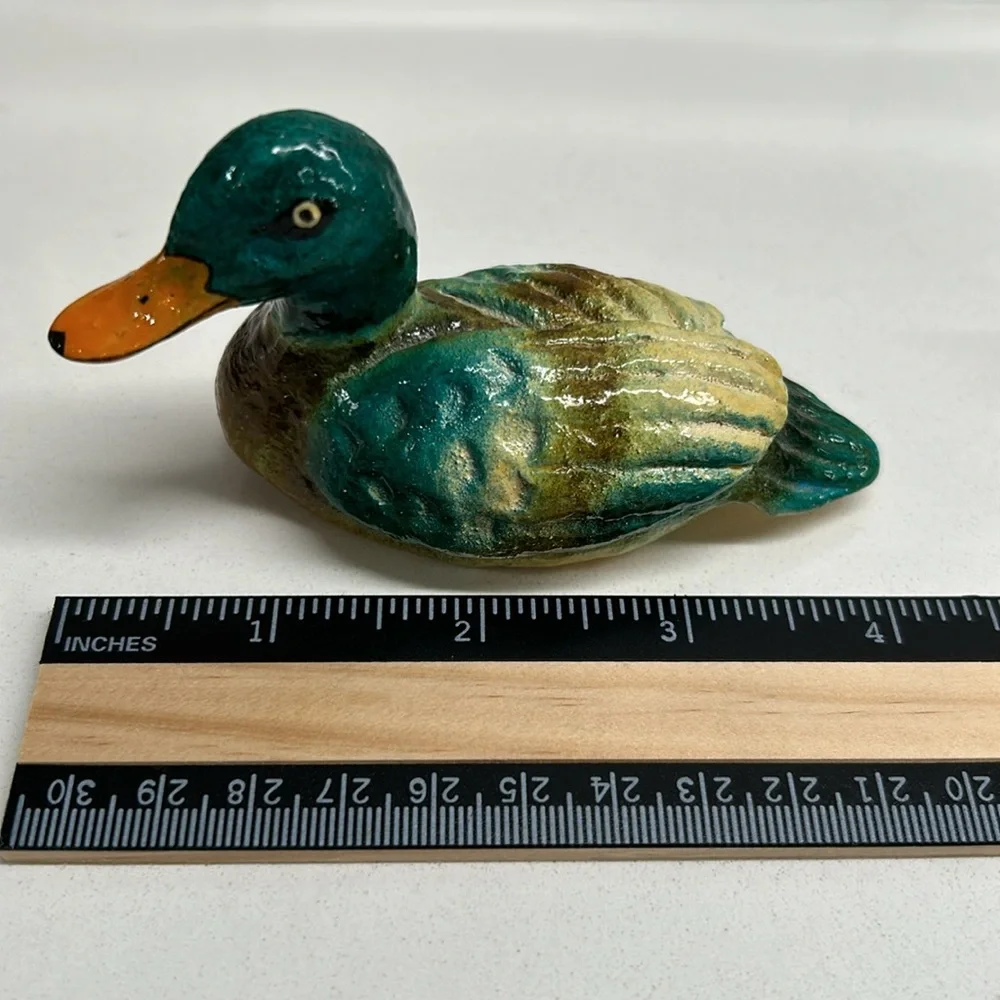 💕 Vintage Paper Mache Mallard Duck Small Figures Set Of Two - Picture 8 of 10